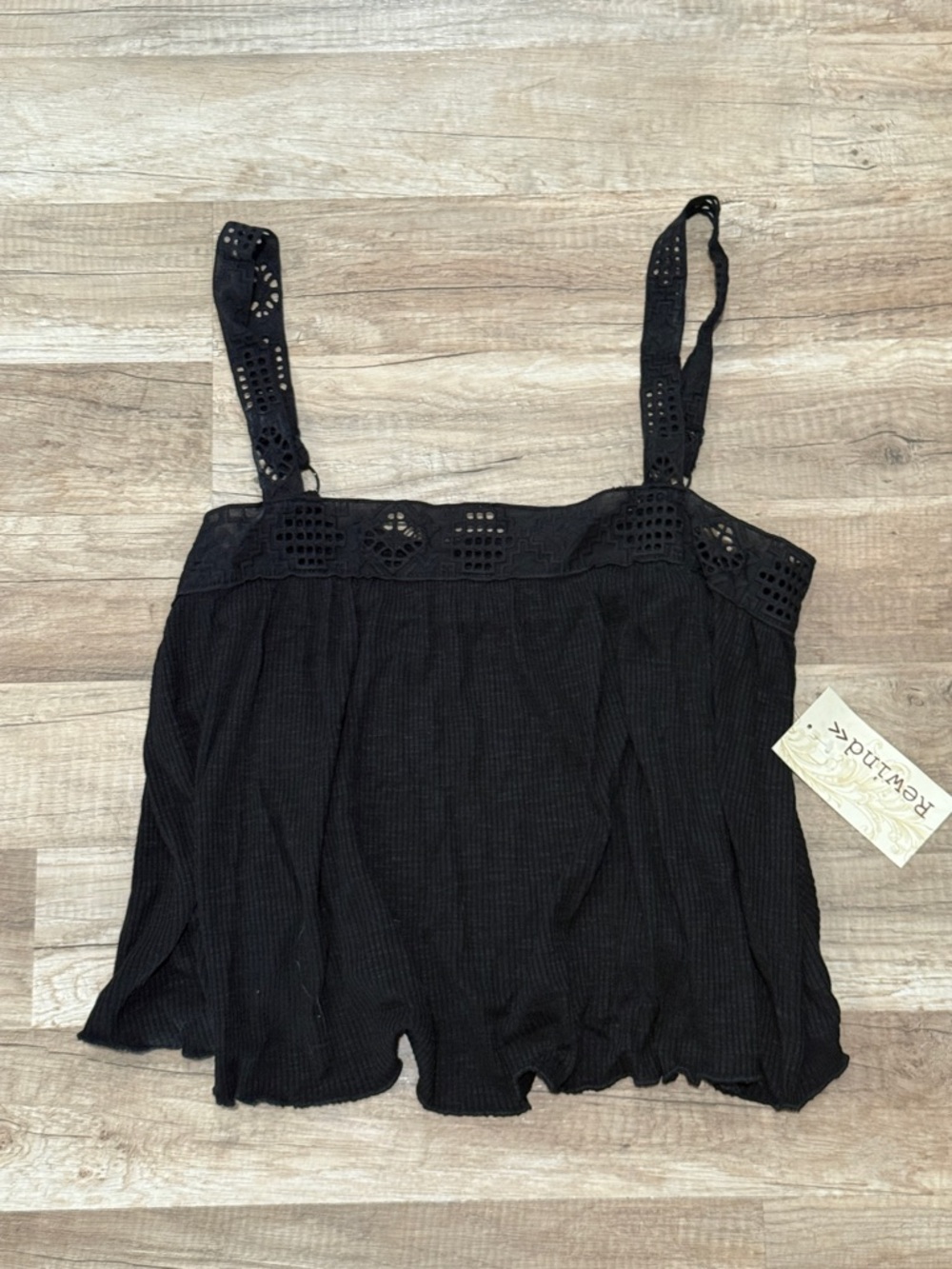 NWT Rewind Black Eyelet Detail Tank Top medium M
